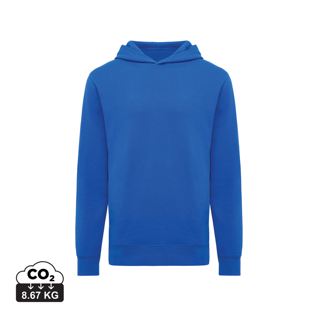 Sweat capuche personnalisé unisexe coton bio 280g Iqoniq Yengo Bleu royal